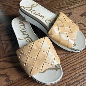 Sam Edelman Woven Tan Slide Mules